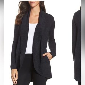 Barefoot Dreams CozyChic Lite Circle Cardigan in Charcoal Black